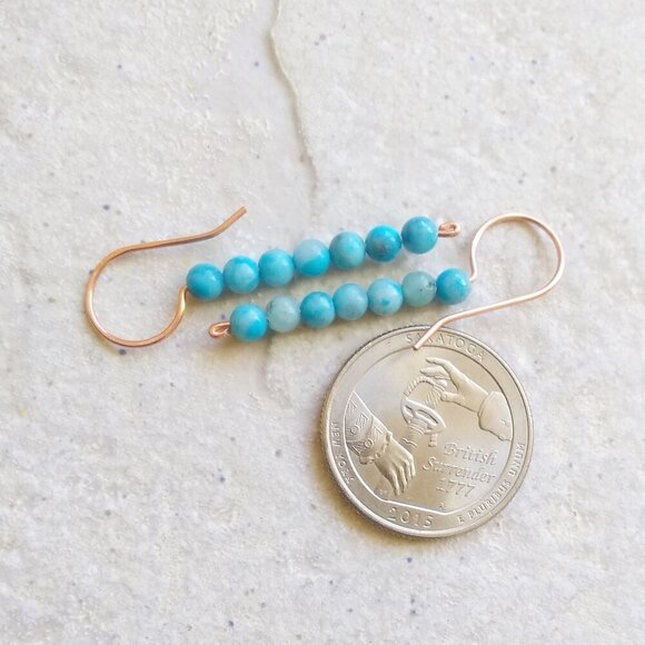 Aqua Larimar ~ Beaded Stick Earrings! Coastal Cowgirl Boho Chic Girlie Trending - Picture 3 of 9